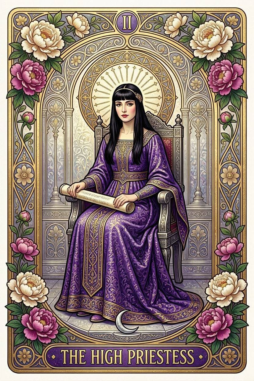 女教皇（The High Priestess）のタロットカード
